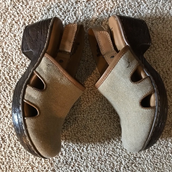 BOC Beige Canvas Backstrap Clog Mules, EUC, 36/6 - Picture 10 of 14